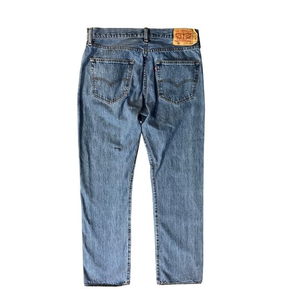 Levi’s 501 Jeans Mens 35x34 Blue Denim Button Fly Made in Egypt Used - Picture 4 of 15